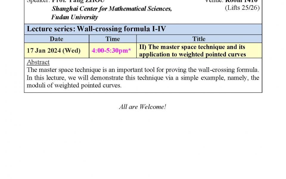 Department of Mathematics Algebra and Geometry Seminar Wall